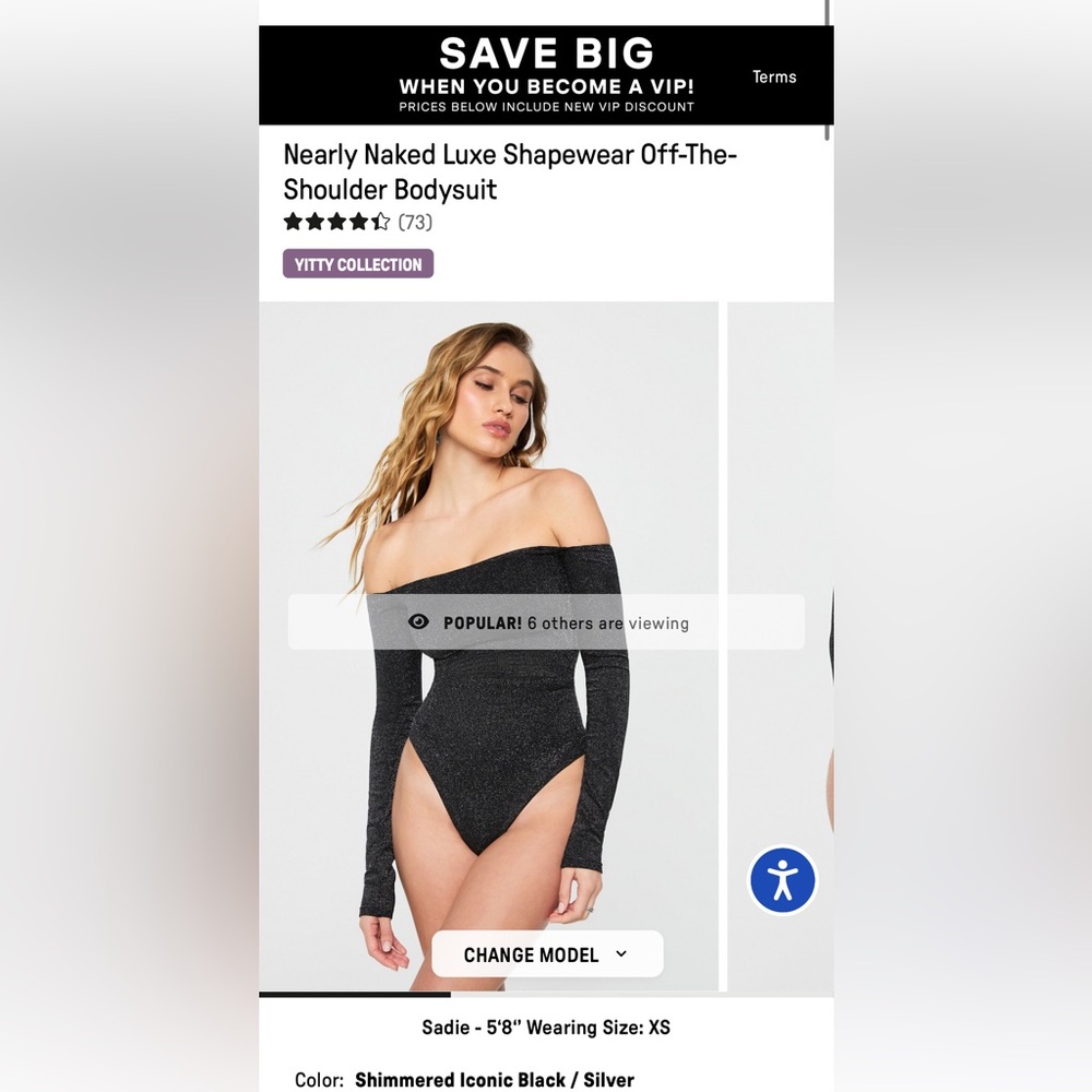 Yitty Fabletics Nearly Naked Luxe Shapewear Off-The-Shoulder Bodysuit
